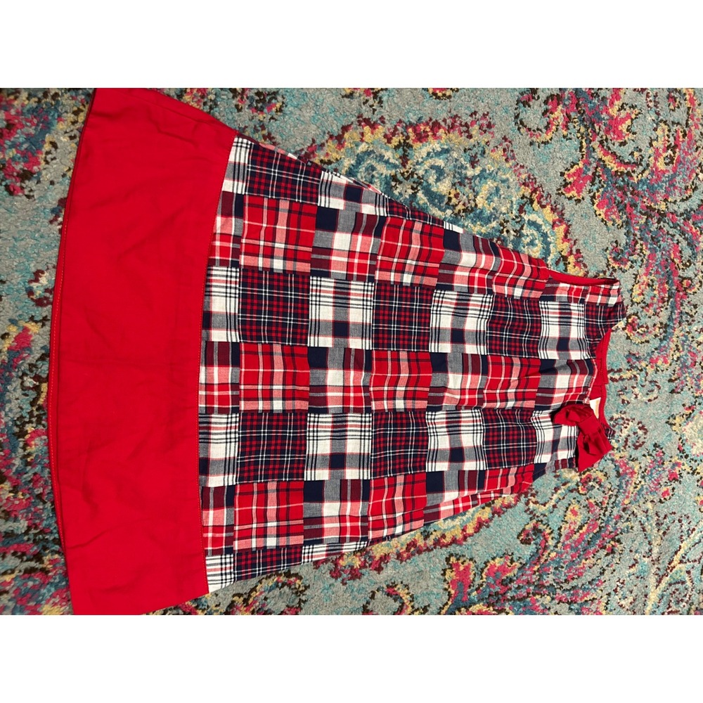 Gymboree Girls Red Plaid Patchwork Sleeveless Jumper Dress Size 4T Holiday k7035